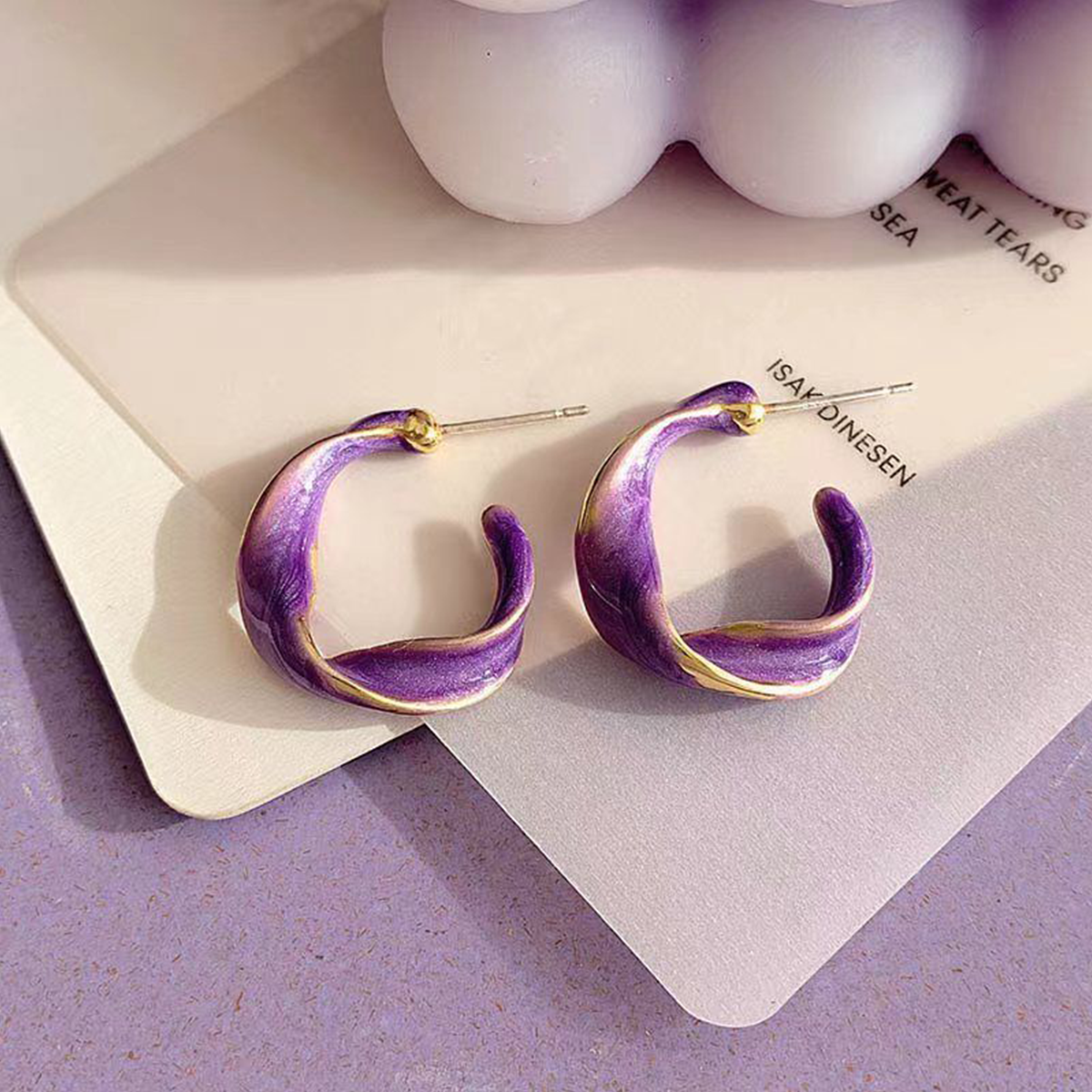 Super Fairy Taro Purple High-End Temperament Earrings