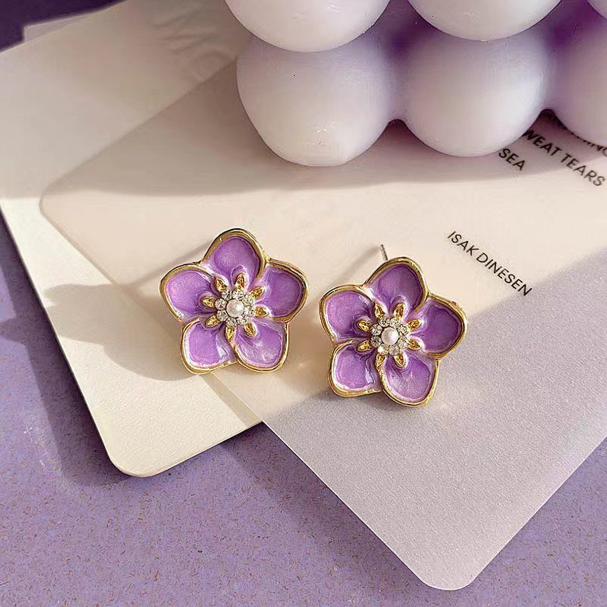 Super Fairy Taro Purple High-End Temperament Earrings