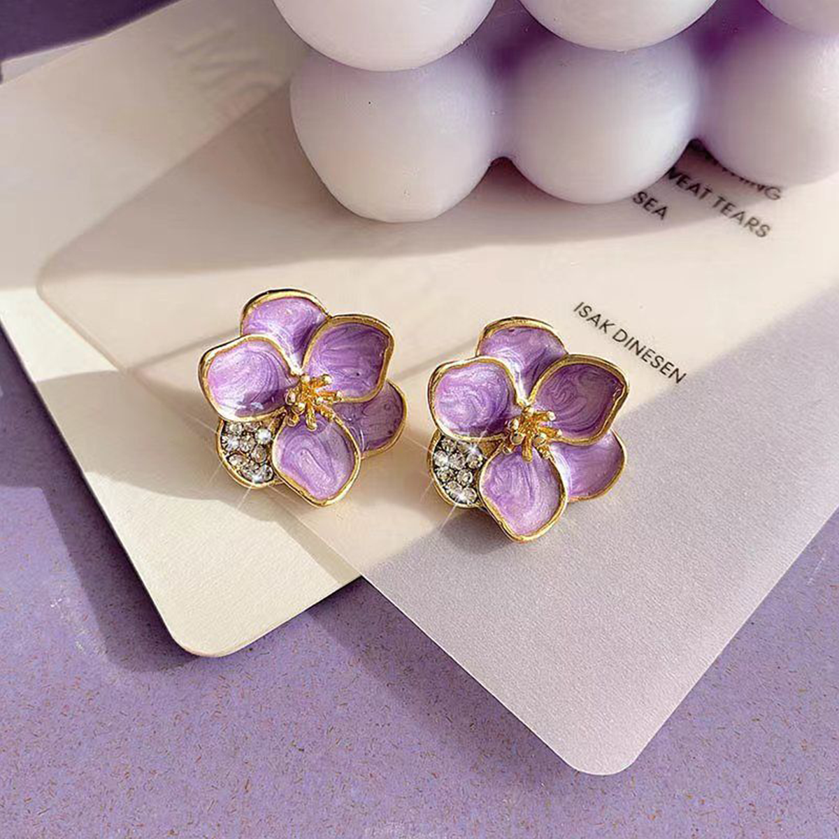 Super Fairy Taro Purple High-End Temperament Earrings