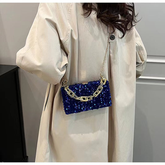 Women's Glitter Box Bag, Fashionable Single Shoulder Underarm Dinner Bag Fashionable Women's Small Bag