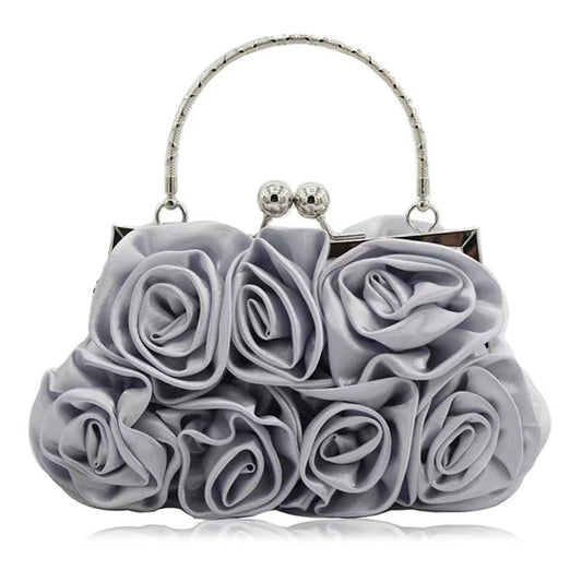 Satin Floral Fabric Handmade Rose Tote Bag