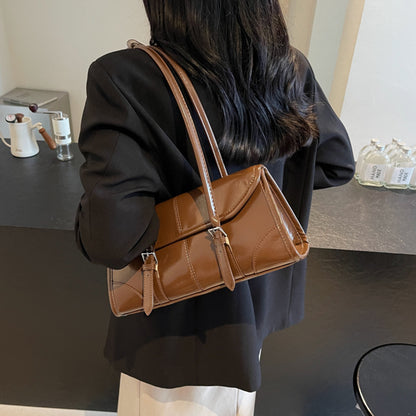 Wax Leather Shoulder  Underarm Bag Hand Baguette Bag
