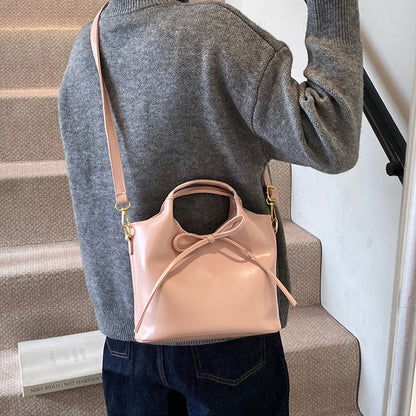 Ballet Style Handbag Bow Bucket Bag