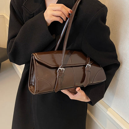 Wax Leather Shoulder  Underarm Bag Hand Baguette Bag