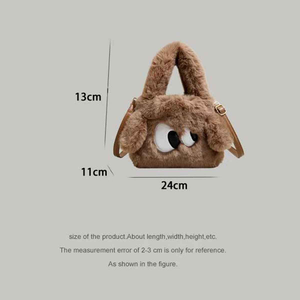 Women's Portable One-shoulder Tote Small Square Bag Big Eyes Cartoon Imitation Rabbit Plush Fashion Cute Crossbody Bag