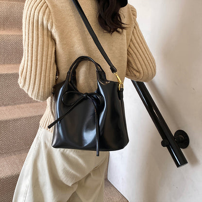 Ballet Style Handbag Bow Bucket Bag
