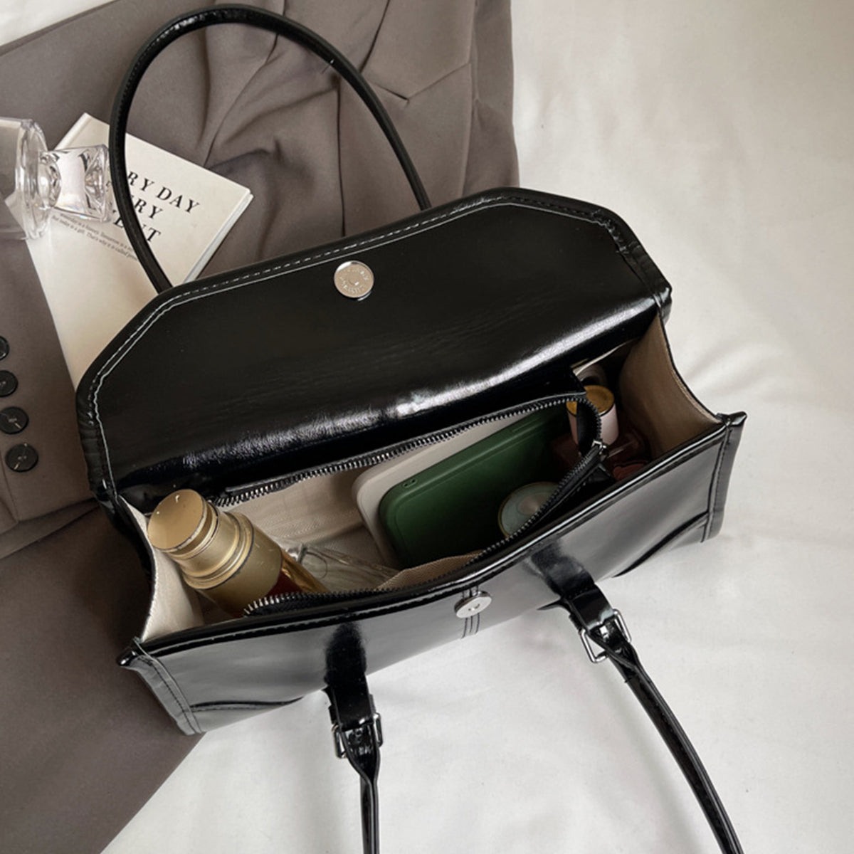 Wax Leather Shoulder  Underarm Bag Hand Baguette Bag
