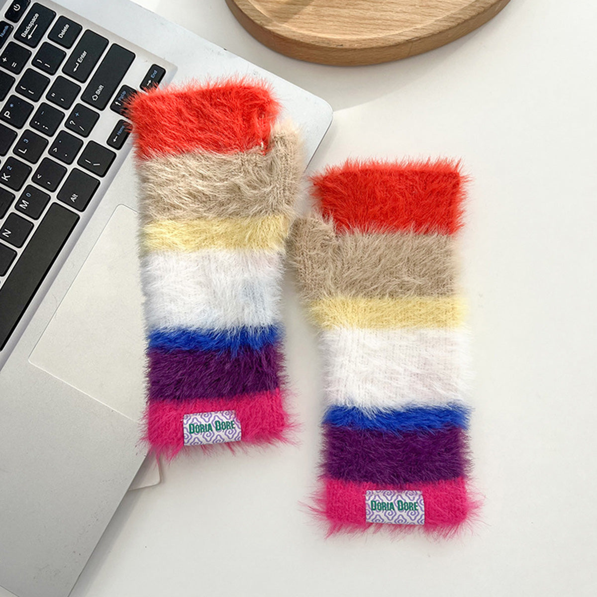 Casual Rainbow Striped Warm Gloves