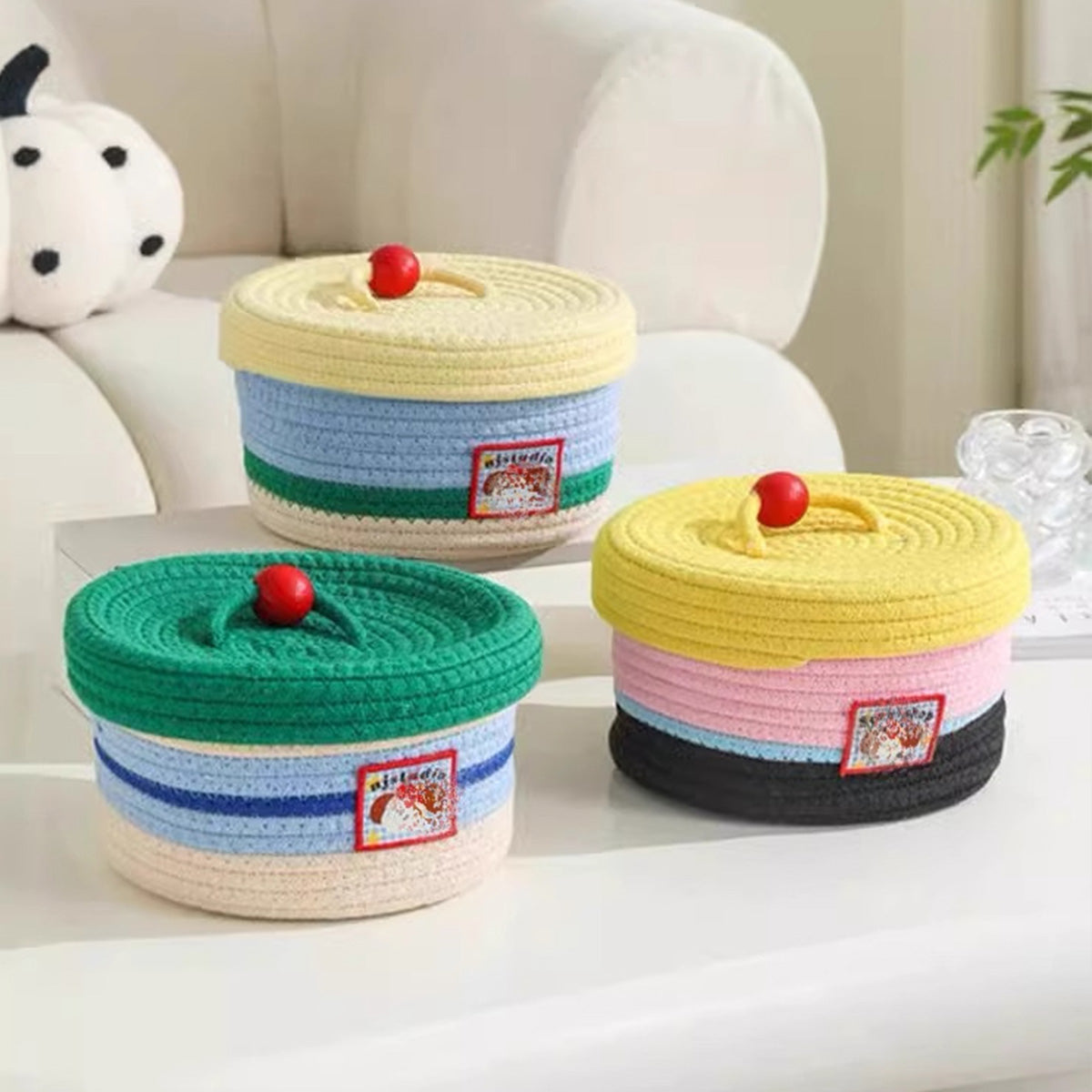 Desktop Woven Storage Basket Cartoon Snack Basket
