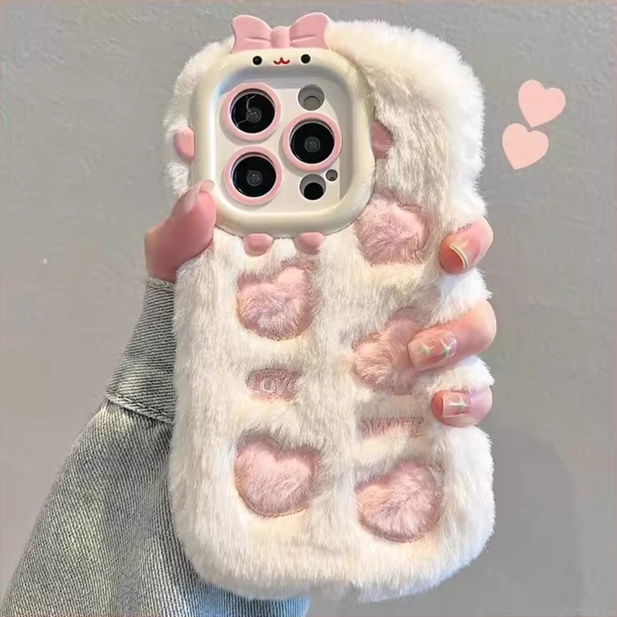Plush Embroidered Heart iPhone Mobile Phone Case