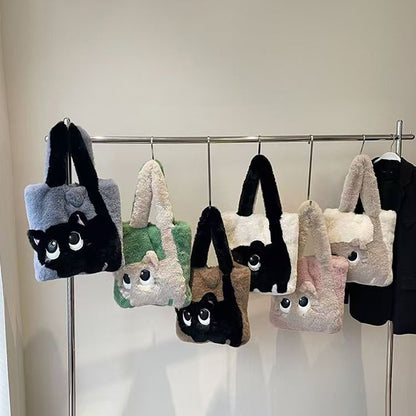 Autumn Winter Plush Bag Large Capacity Creative Cat Cartoon Bag