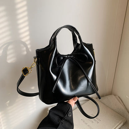 Ballet Style Handbag Bow Bucket Bag