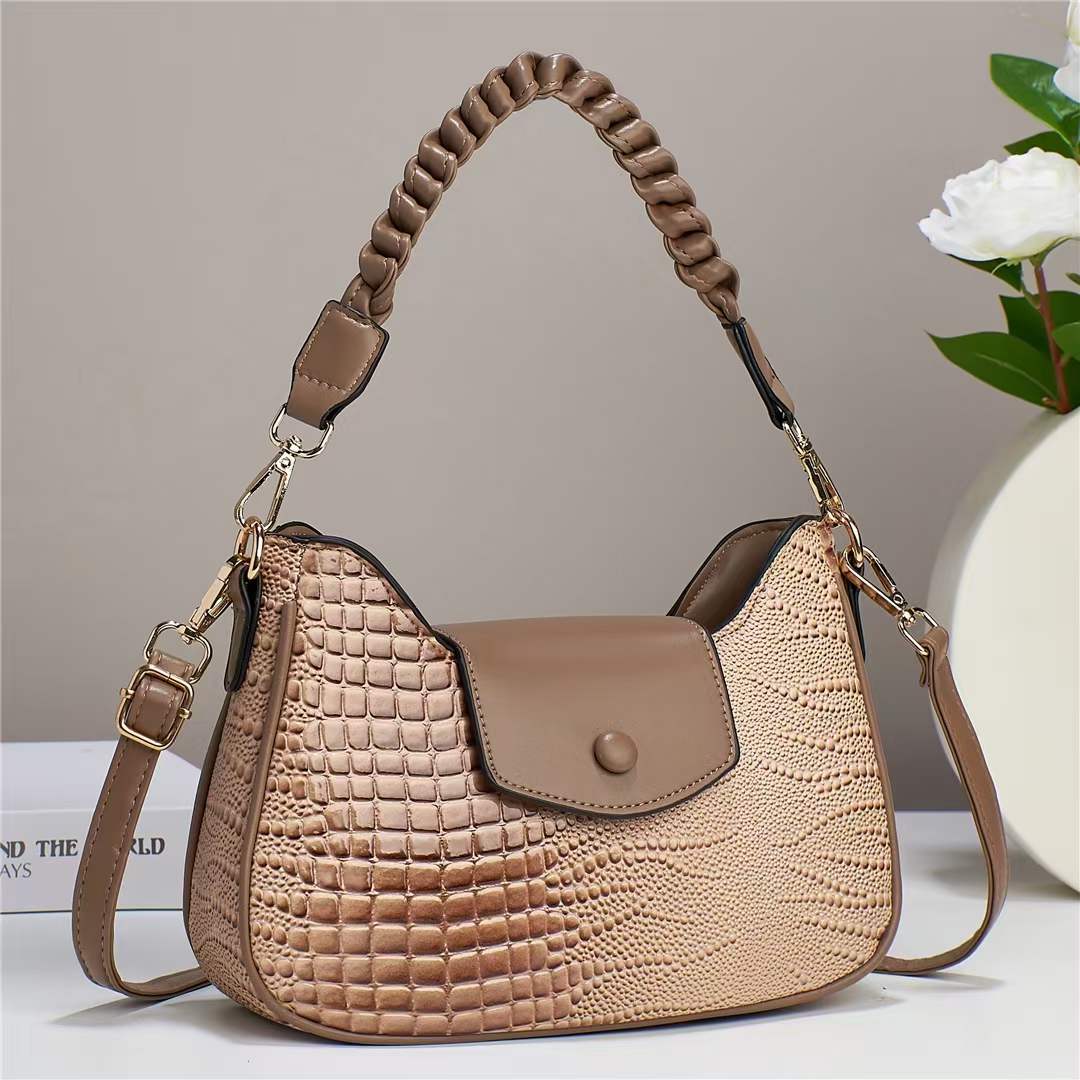 Women's Fashion Crocodile Pattern Shoulder Bag Crossbody Bag Retro Handbag