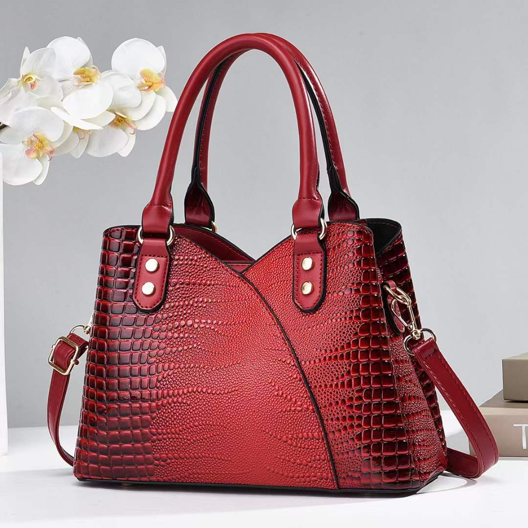 Large Capacity Women Shoulder Bag Alligator Print Bag luxury Pure Color Zipper Crossbody Bag