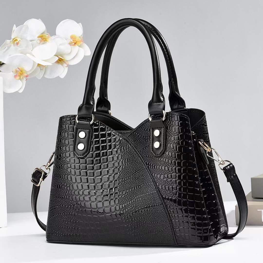 Large Capacity Women Shoulder Bag Alligator Print Bag luxury Pure Color Zipper Crossbody Bag