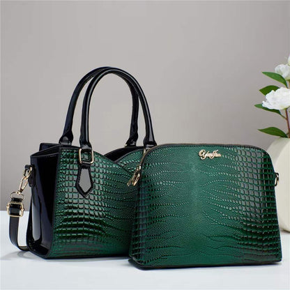 Two-Piece Ladies Tote Retro Alligator Pattern Women Shoulder Bags Handbags Ladies Crossbody Bags