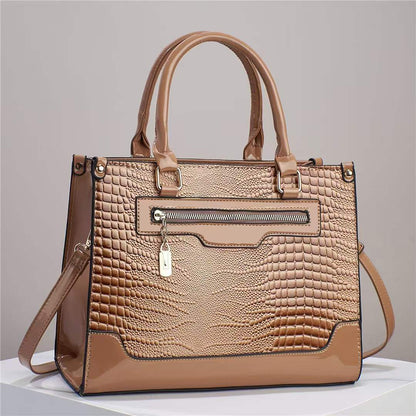 Ladies Crocodile Pattern Handbag Large Capacity Crossbody Bag For Women
