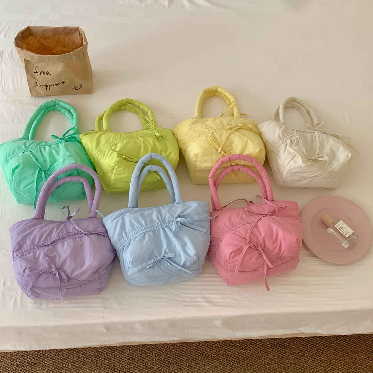 Summer Pleated Cute Handbag Commuter Tote Bag