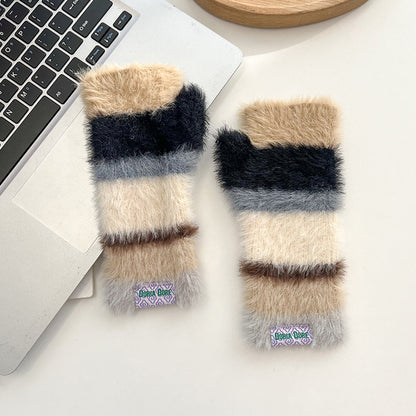 Casual Rainbow Striped Warm Gloves