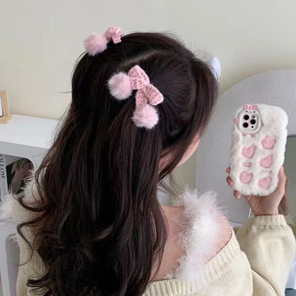 Plush Embroidered Heart iPhone Mobile Phone Case