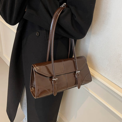 Wax Leather Shoulder  Underarm Bag Hand Baguette Bag