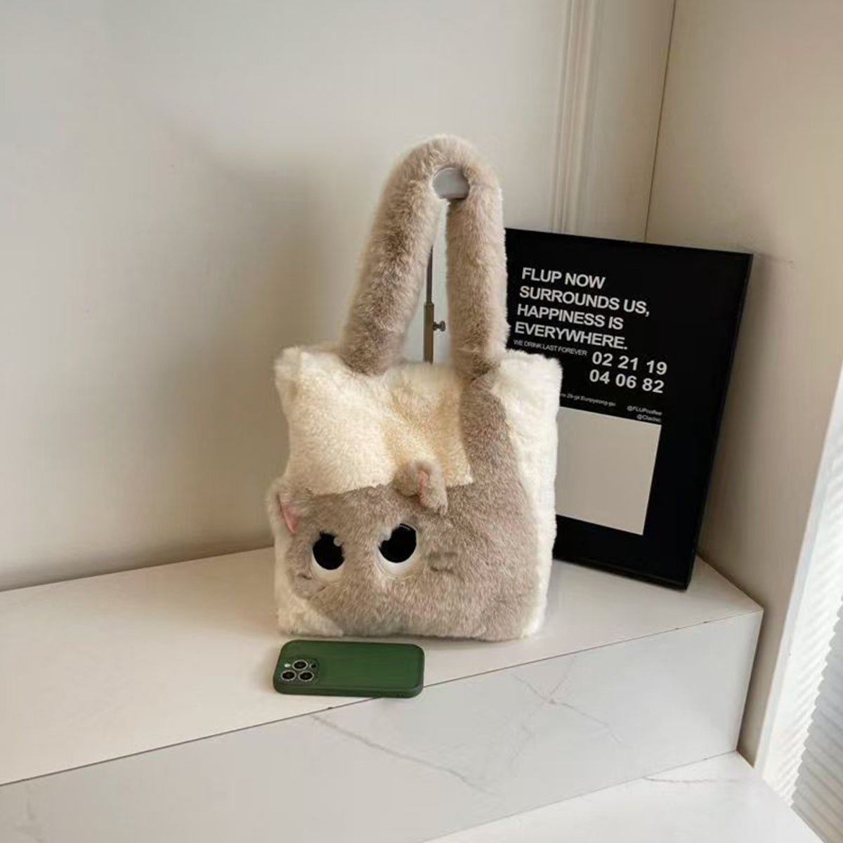 Autumn Winter Plush Bag Large Capacity Creative Cat Cartoon Bag