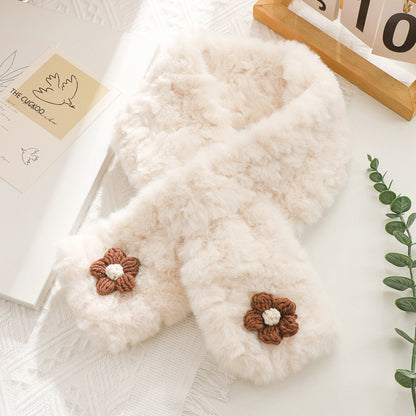 Autumn Winter Small Flower Scarf Casual Fashionable Plush Scarf