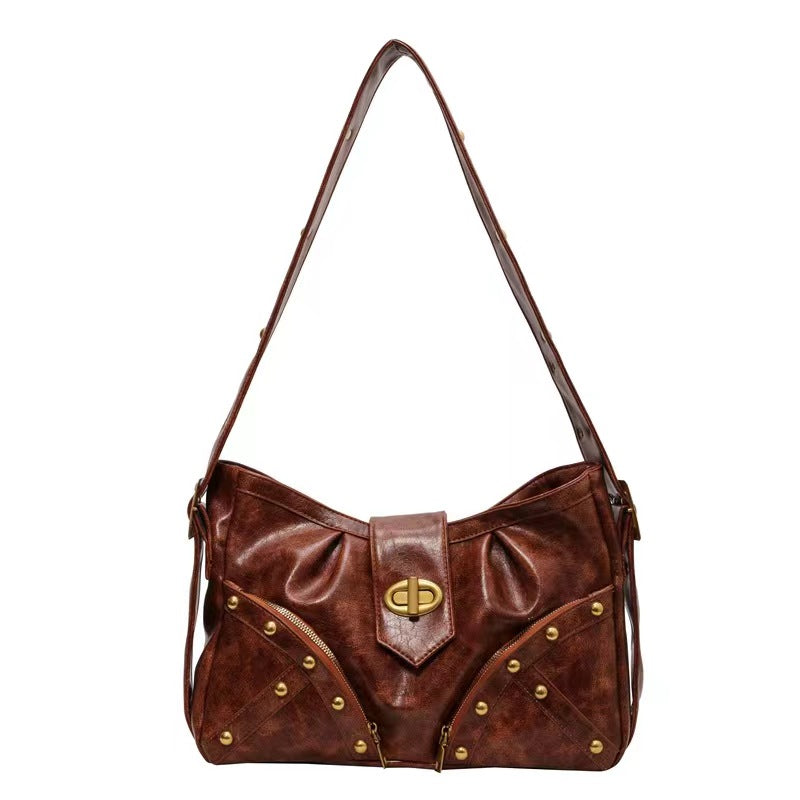 Retro Large Capacity Tote Women's Bag New Fashion Shoulder Bag Crossbody Bag Underarm Bag
