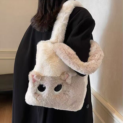 Autumn Winter Plush Bag Large Capacity Creative Cat Cartoon Bag