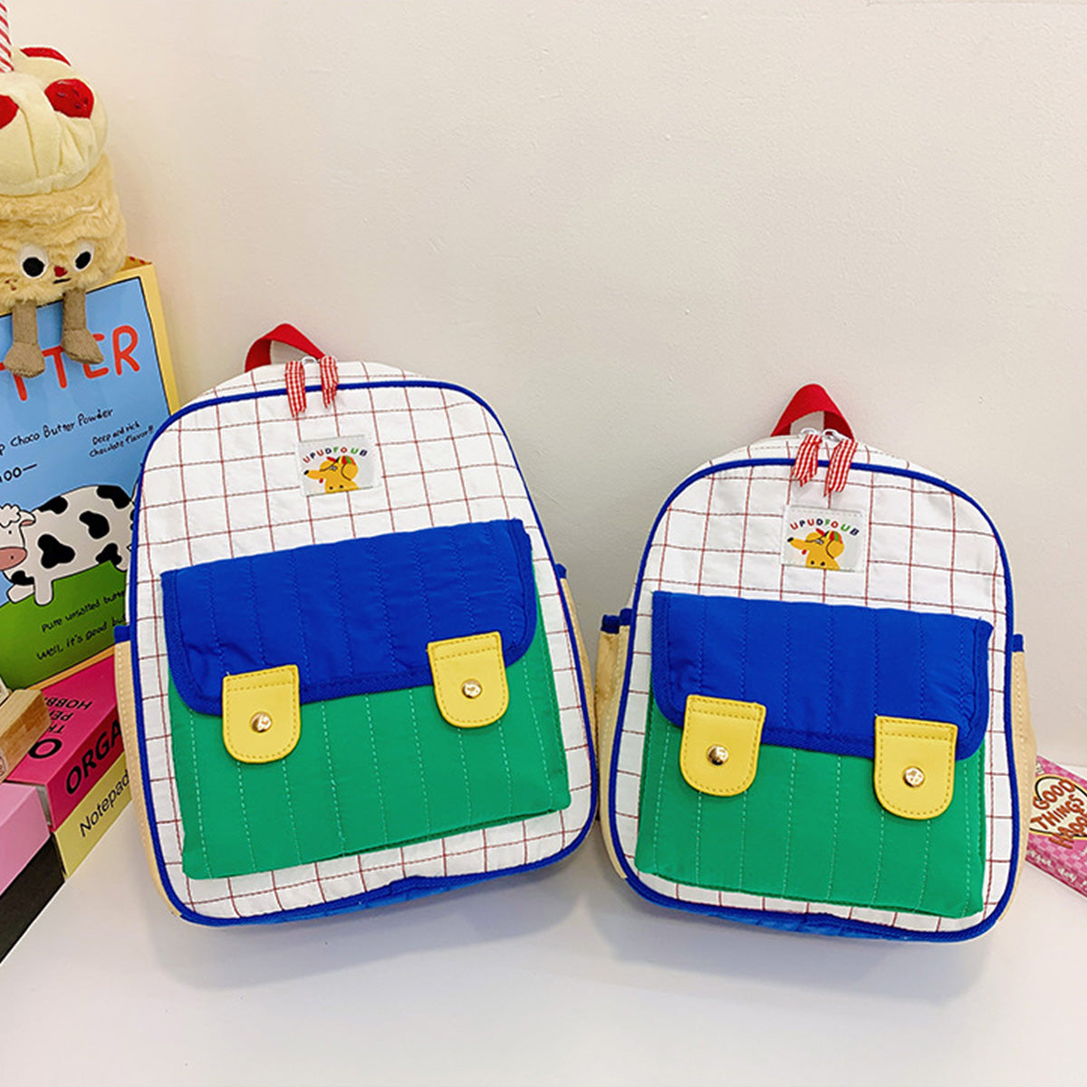 Korean Contrast Color Quilted Children's Backpack