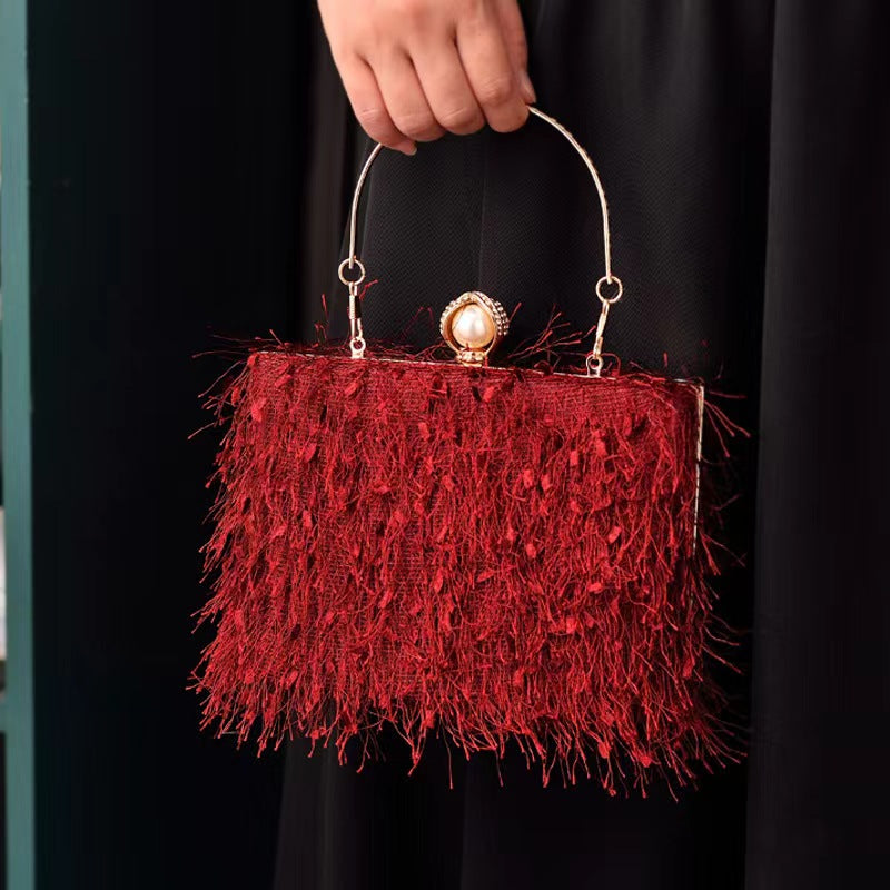 New Fashion Tassel Bag Women's Dinner Bag Handheld Banquet Bag Special Dress Handmade Bag