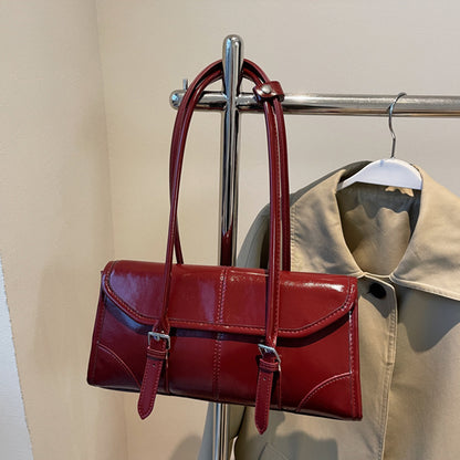 Wax Leather Shoulder  Underarm Bag Hand Baguette Bag