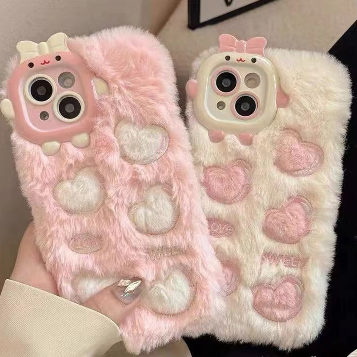 Plush Embroidered Heart iPhone Mobile Phone Case