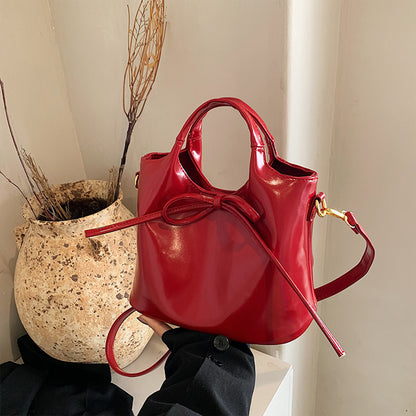 Ballet Style Handbag Bow Bucket Bag
