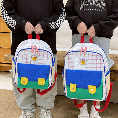 Korean Contrast Color Quilted Children's Backpack