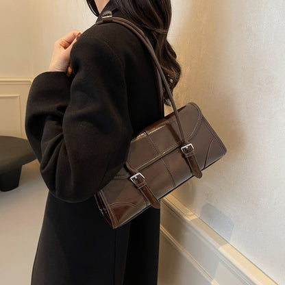 Wax Leather Shoulder  Underarm Bag Hand Baguette Bag