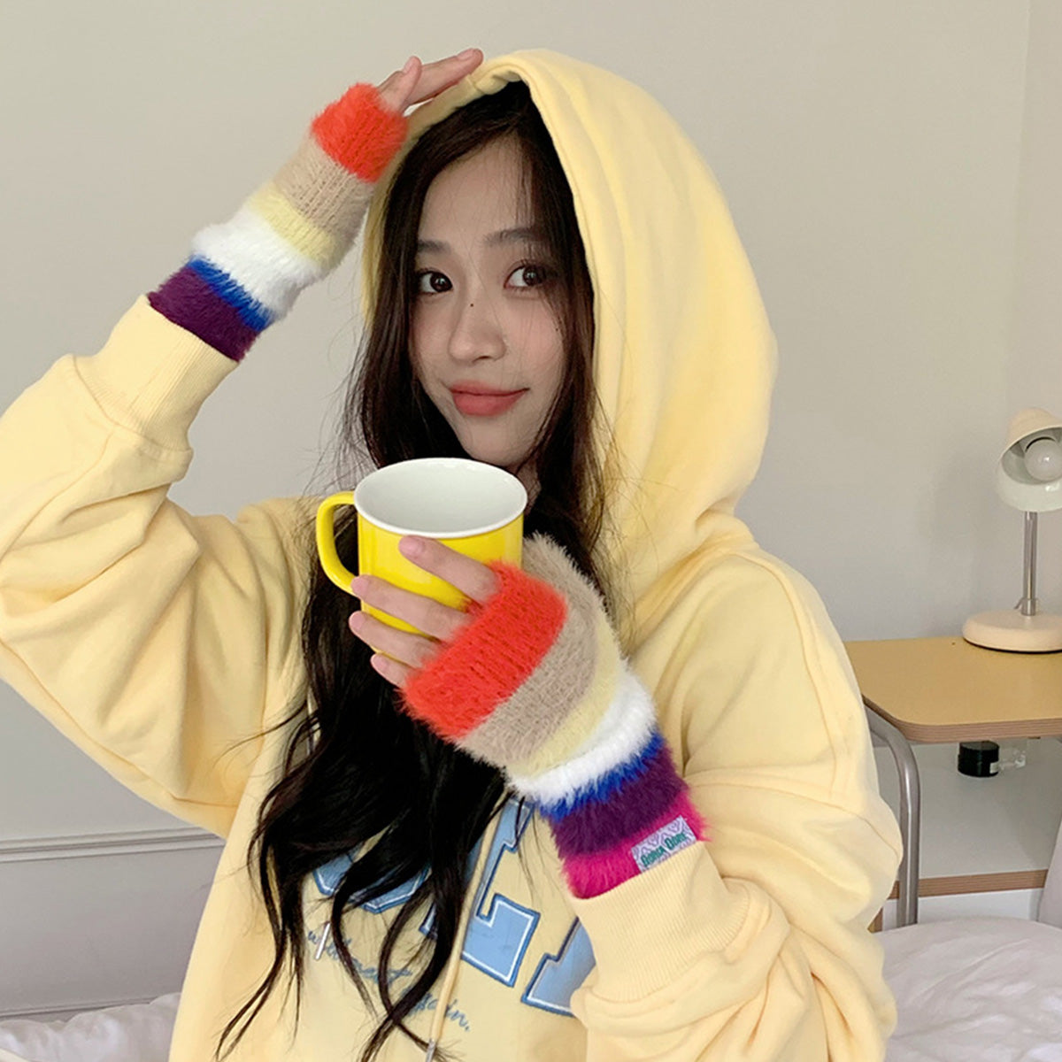 Casual Rainbow Striped Warm Gloves