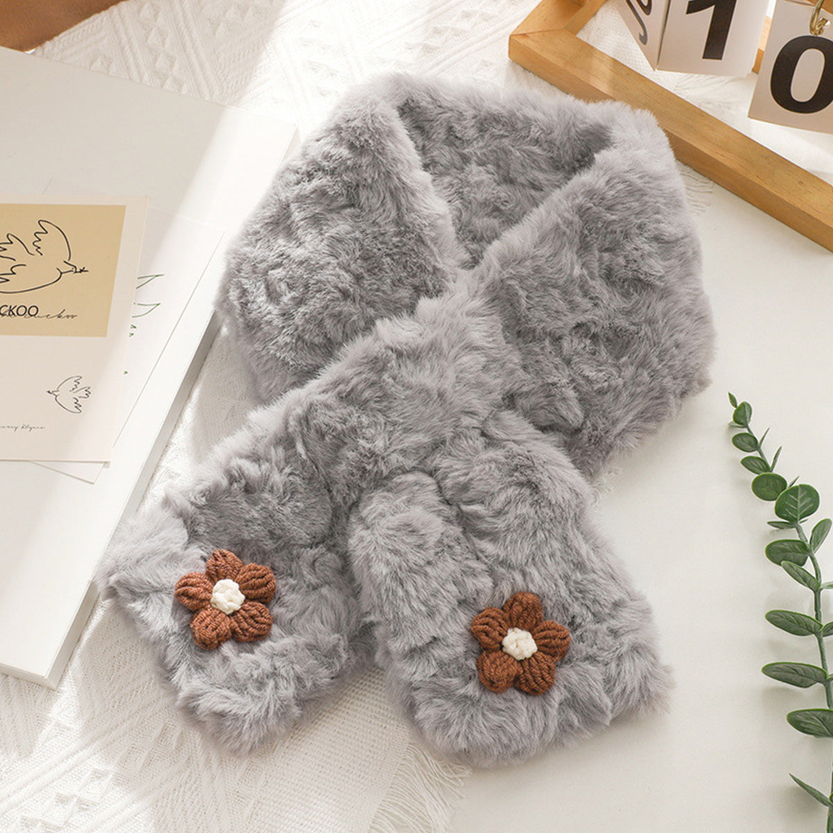 Autumn Winter Small Flower Scarf Casual Fashionable Plush Scarf