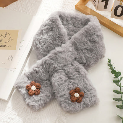 Autumn Winter Small Flower Scarf Casual Fashionable Plush Scarf