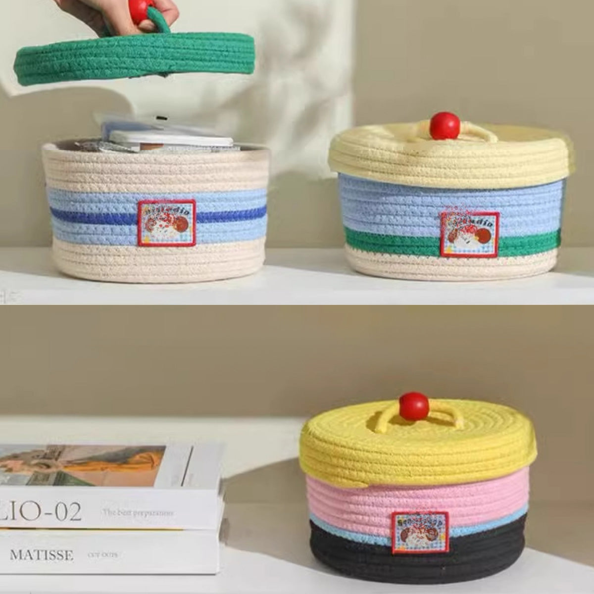 Desktop Woven Storage Basket Cartoon Snack Basket