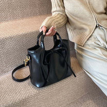 Ballet Style Handbag Bow Bucket Bag