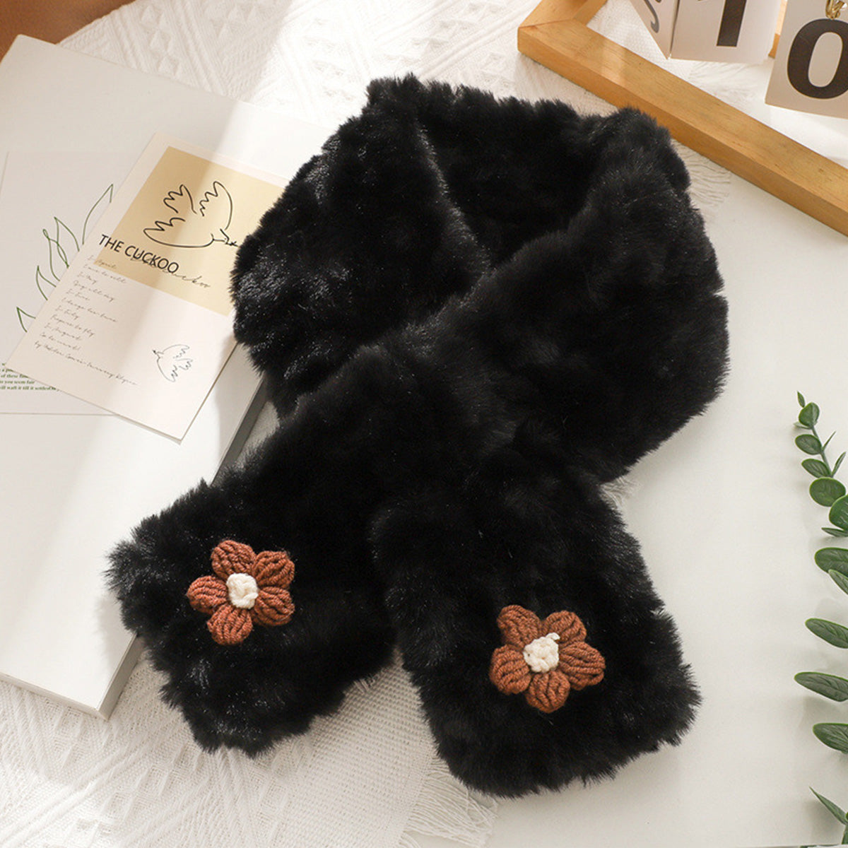 Autumn Winter Small Flower Scarf Casual Fashionable Plush Scarf
