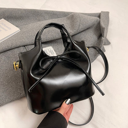 Ballet Style Handbag Bow Bucket Bag