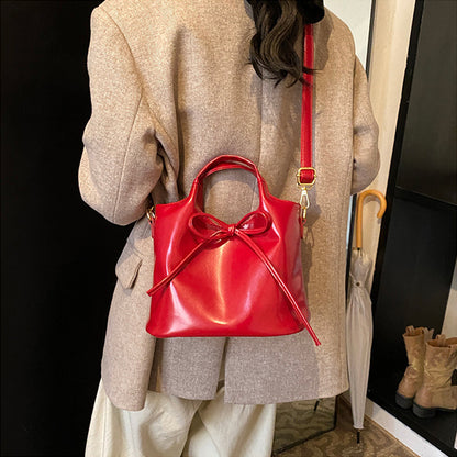 Ballet Style Handbag Bow Bucket Bag
