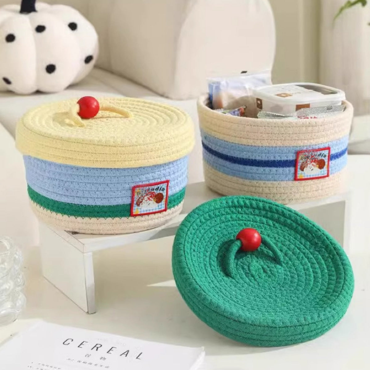 Desktop Woven Storage Basket Cartoon Snack Basket