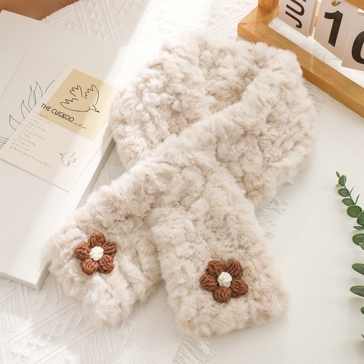 Autumn Winter Small Flower Scarf Casual Fashionable Plush Scarf