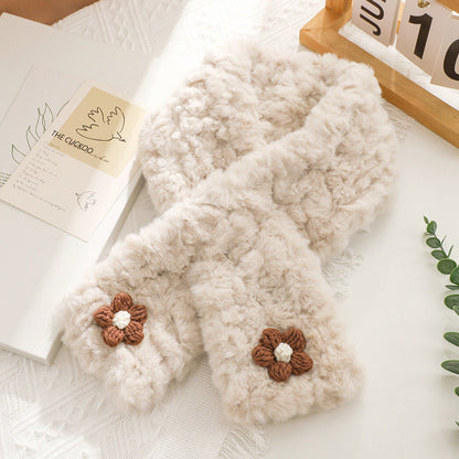 Autumn Winter Small Flower Scarf Casual Fashionable Plush Scarf