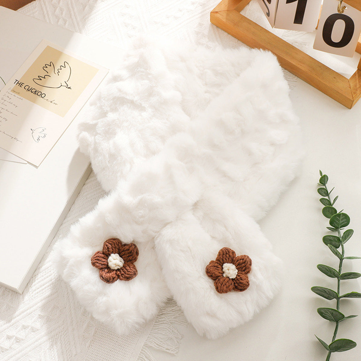 Autumn Winter Small Flower Scarf Casual Fashionable Plush Scarf