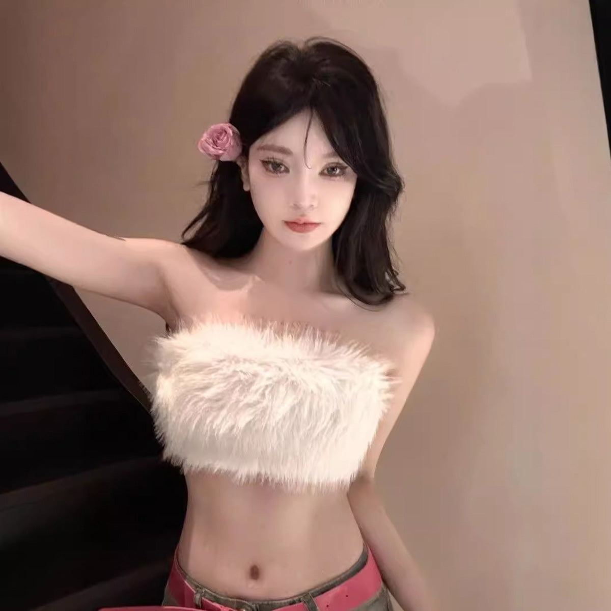Plush White Ultra-Short Tube Top