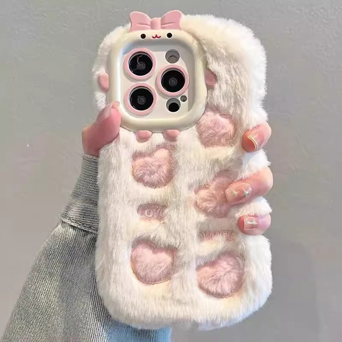 Plush Embroidered Heart iPhone Mobile Phone Case